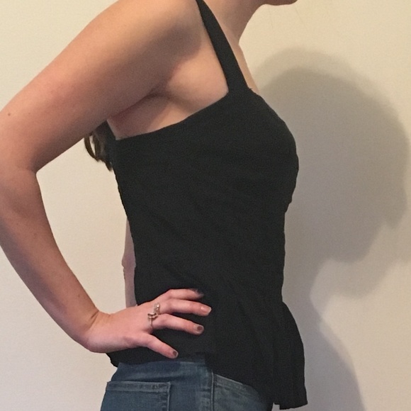 Women's Tulle Black Eyelet Peplum Criss-Cross Top - Picture 3 of 3